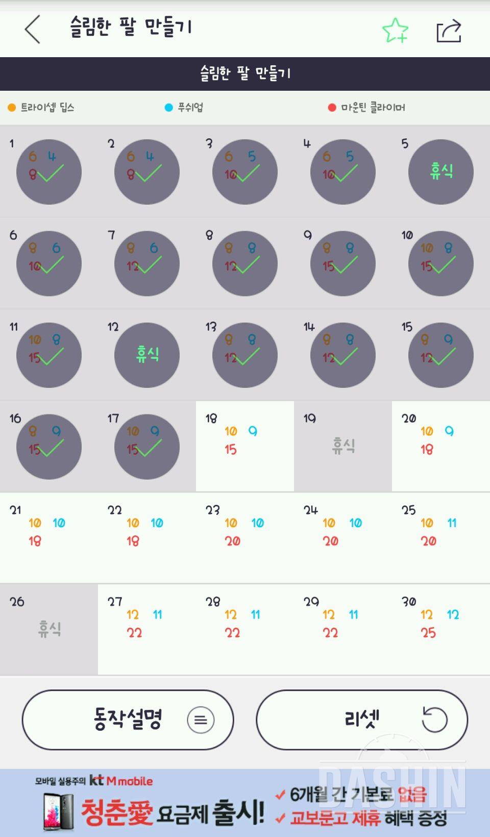 30일 슬림한 팔 17일차 성공!