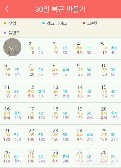 30일 복근 만들기 1일차 성공!