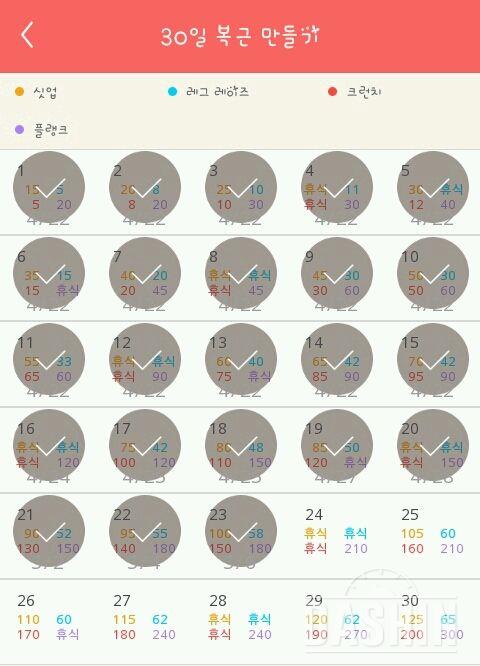 30일 복근 만들기 23일차 성공!