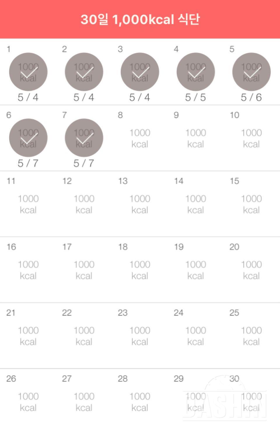 30일 1,000kcal 식단 7일차 실패!