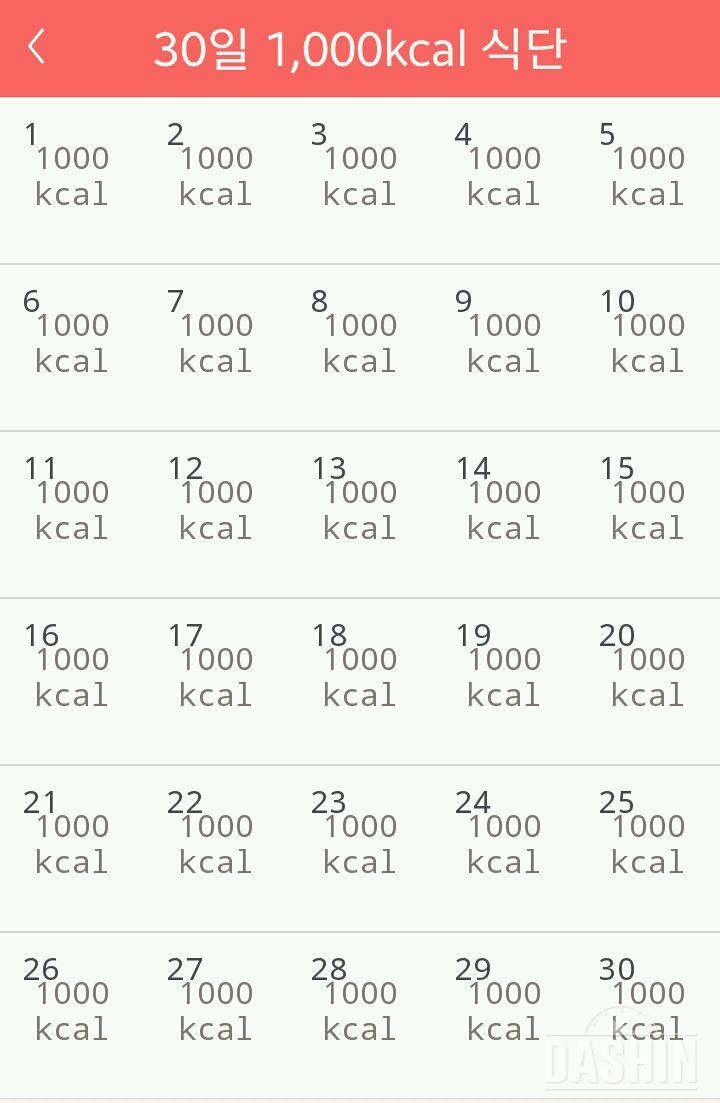 30일 1,000kcal 식단 1일차 성공!