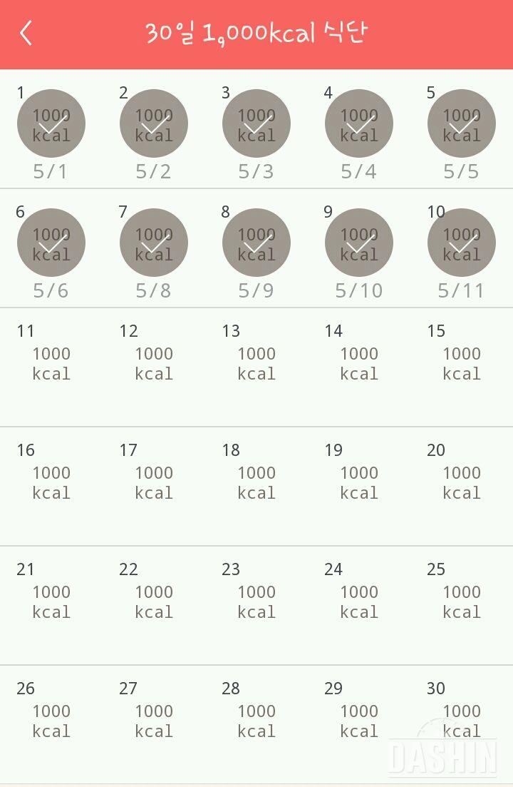 30일 1,000kcal 식단 10일차 성공!