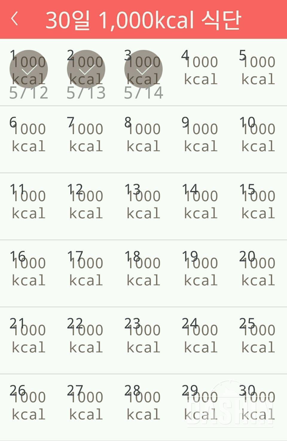 30일 1,000kcal 식단 3일차 성공!