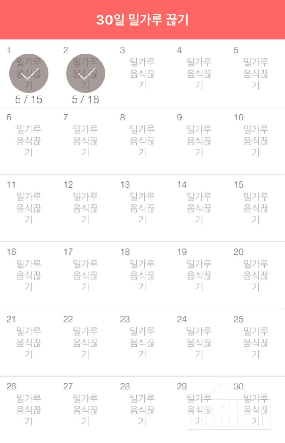 30일 밀가루 끊기 2일차 성공!