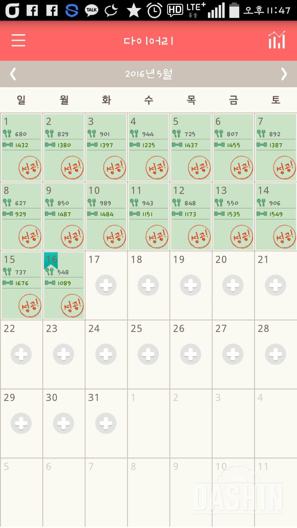 30일 1,000kcal 식단 22일차 성공!