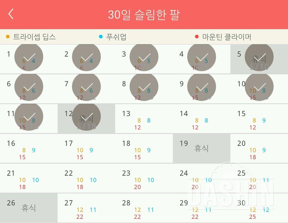 30일 슬림한 팔 12일차 성공!