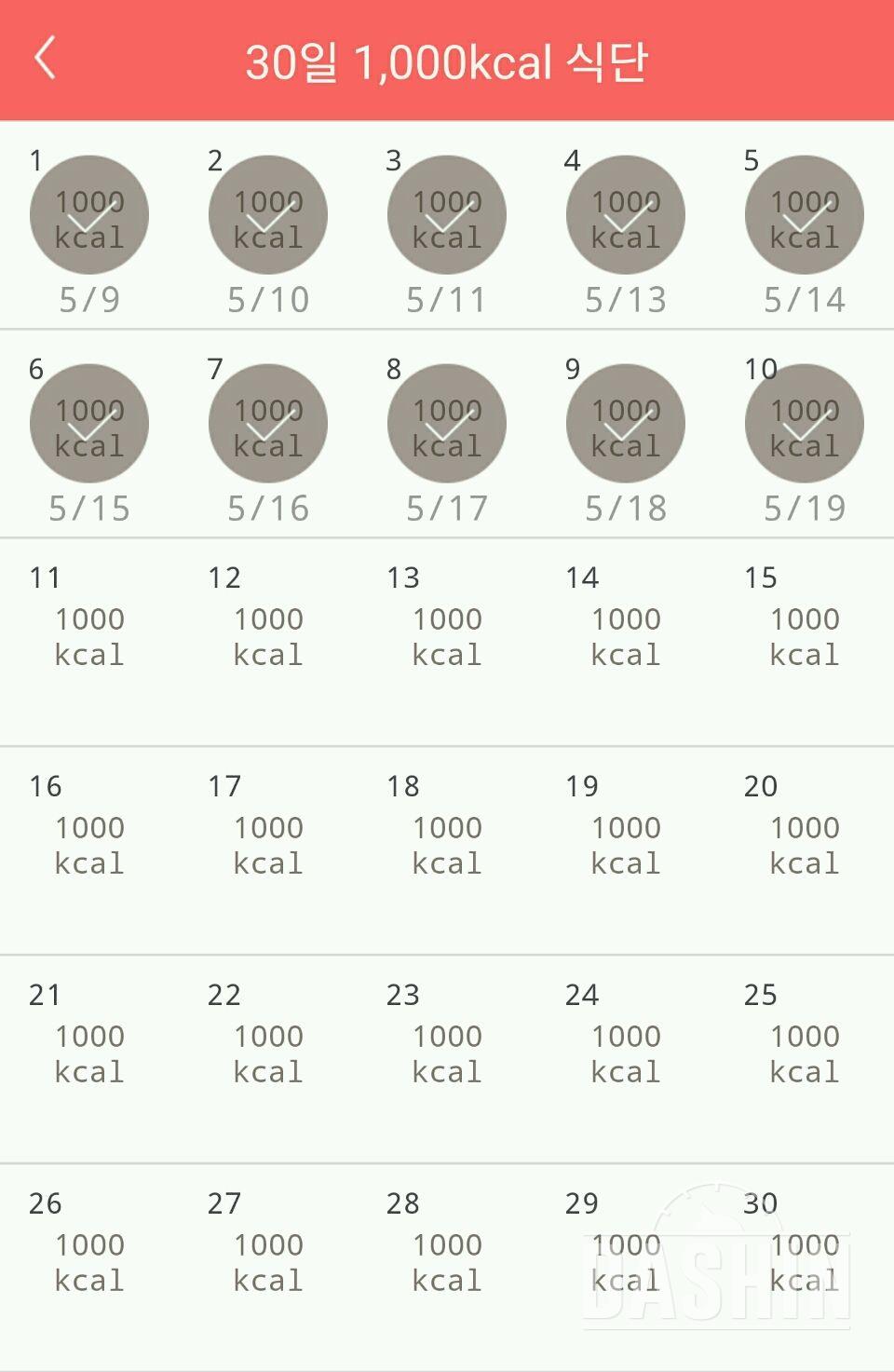 30일 1,000kcal 식단 10일차 성공!