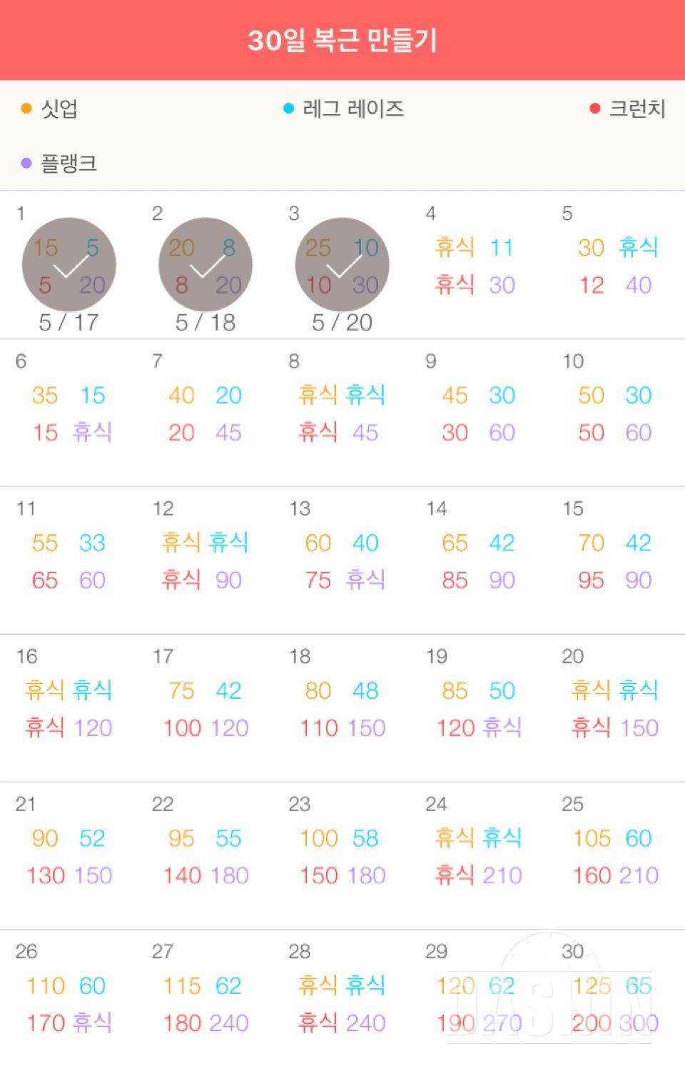 30일 복근 만들기 3일차 성공!