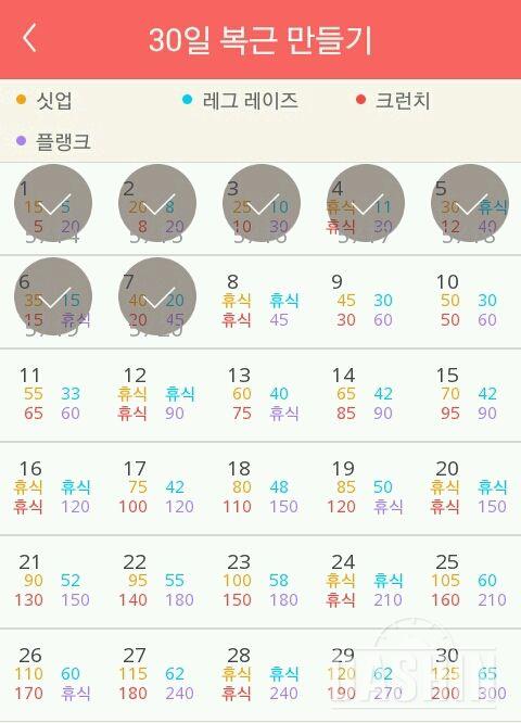 30일 복근 만들기 7일차 성공!