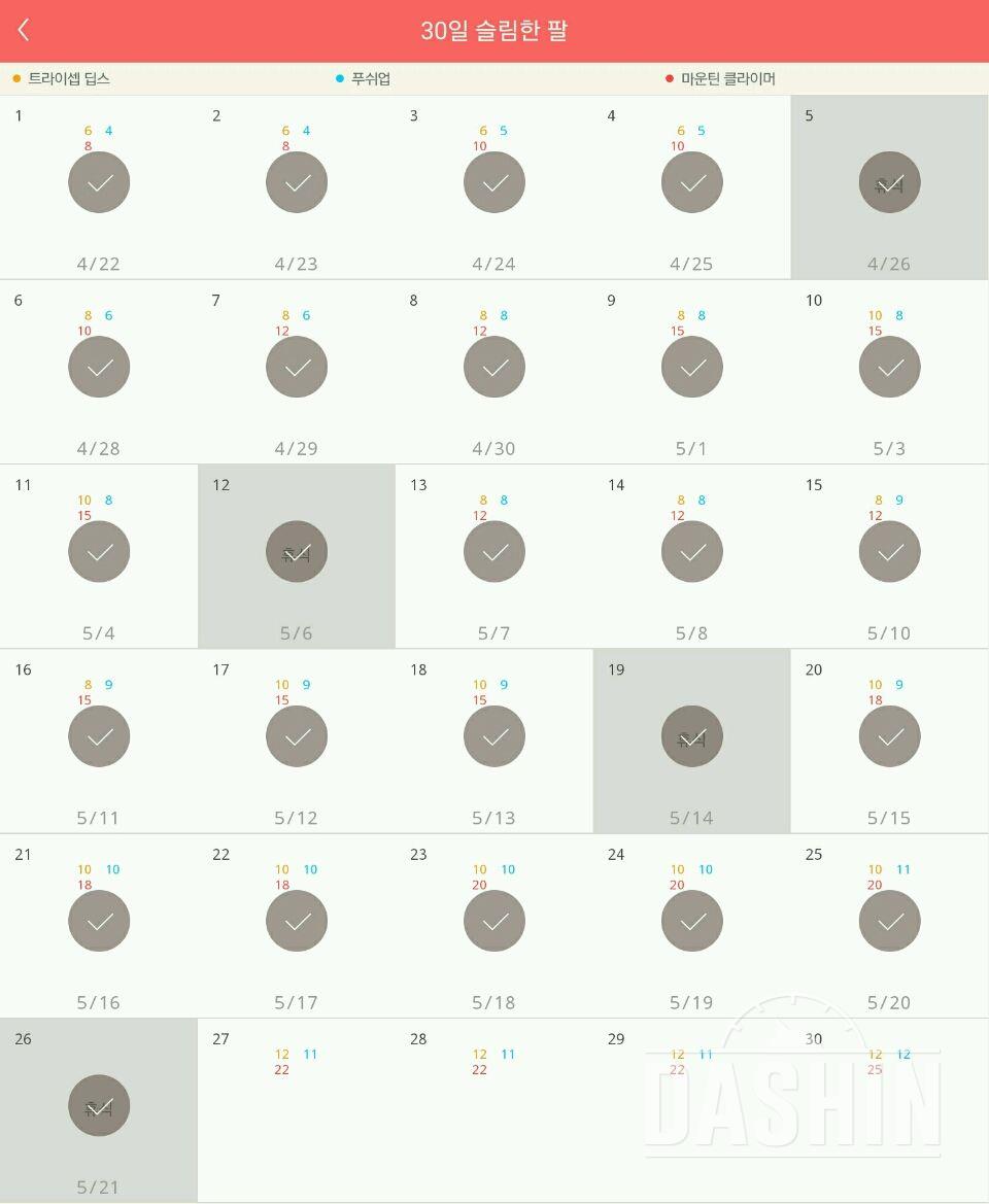 30일 슬림한 팔 26일차 성공!