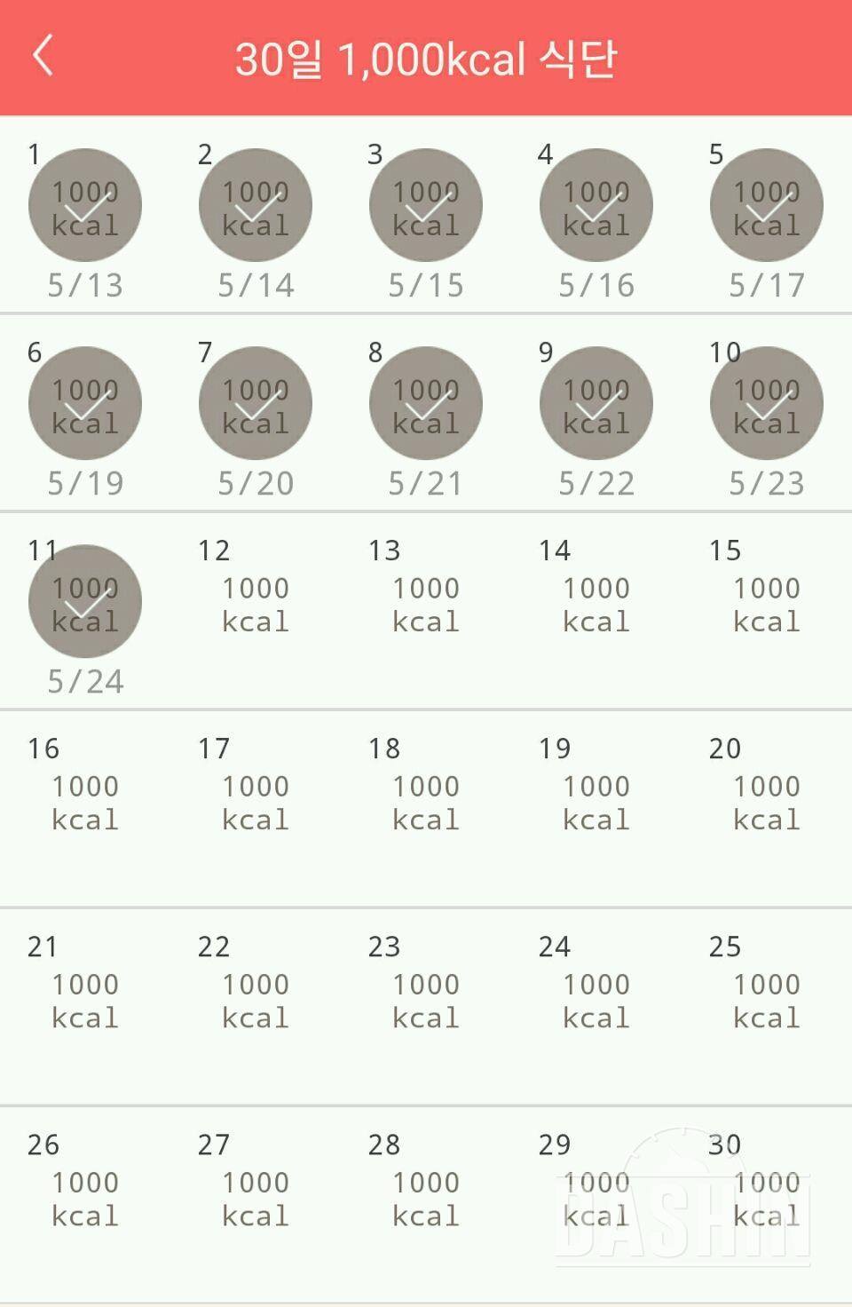 30일 1,000kcal 식단 41일차!