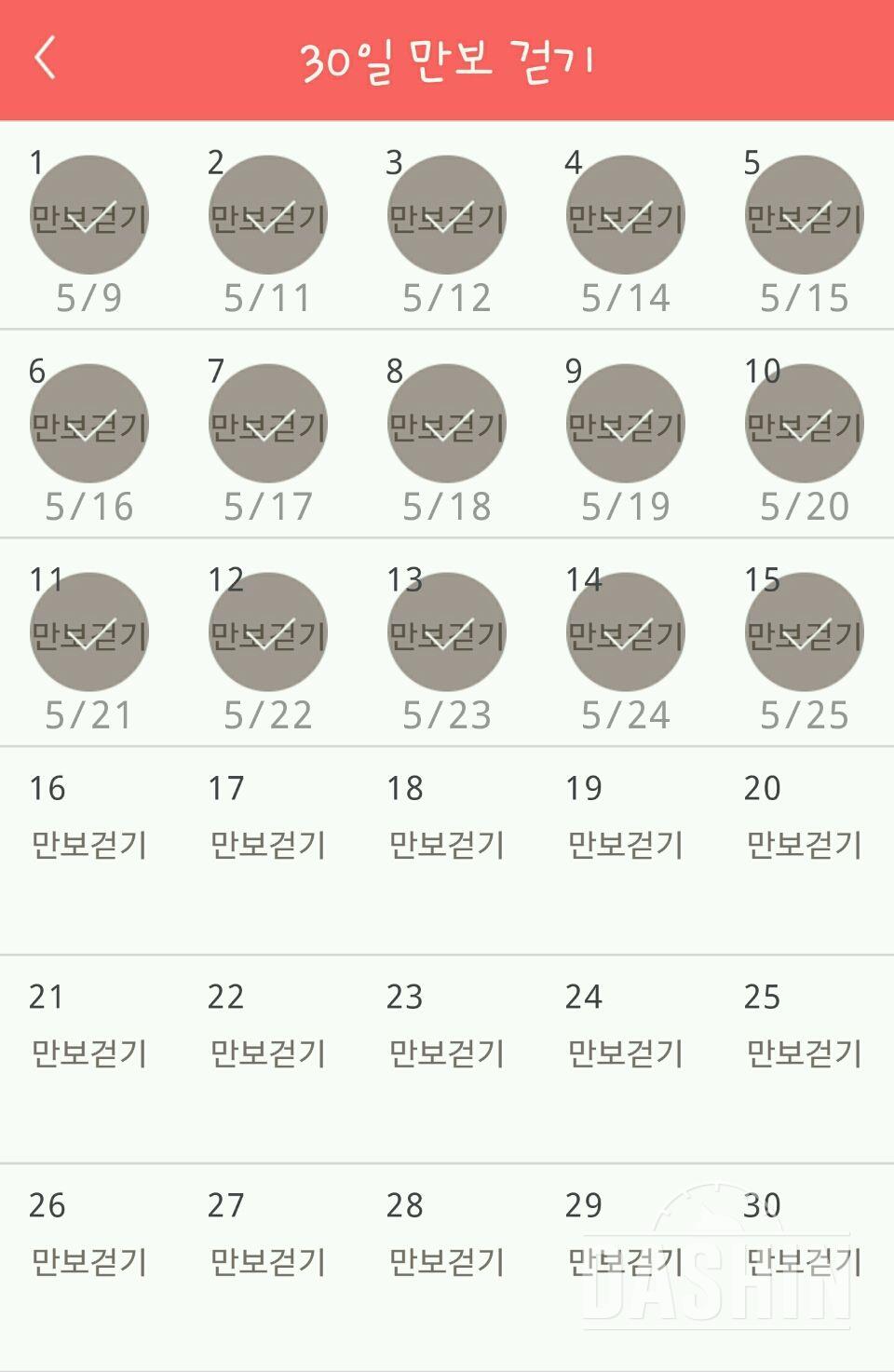 30일 만보 걷기 15일차 성공!