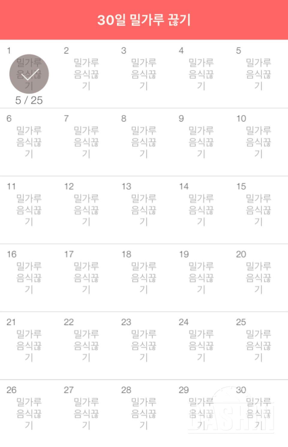 30일 밀가루 끊기 1일차 성공!