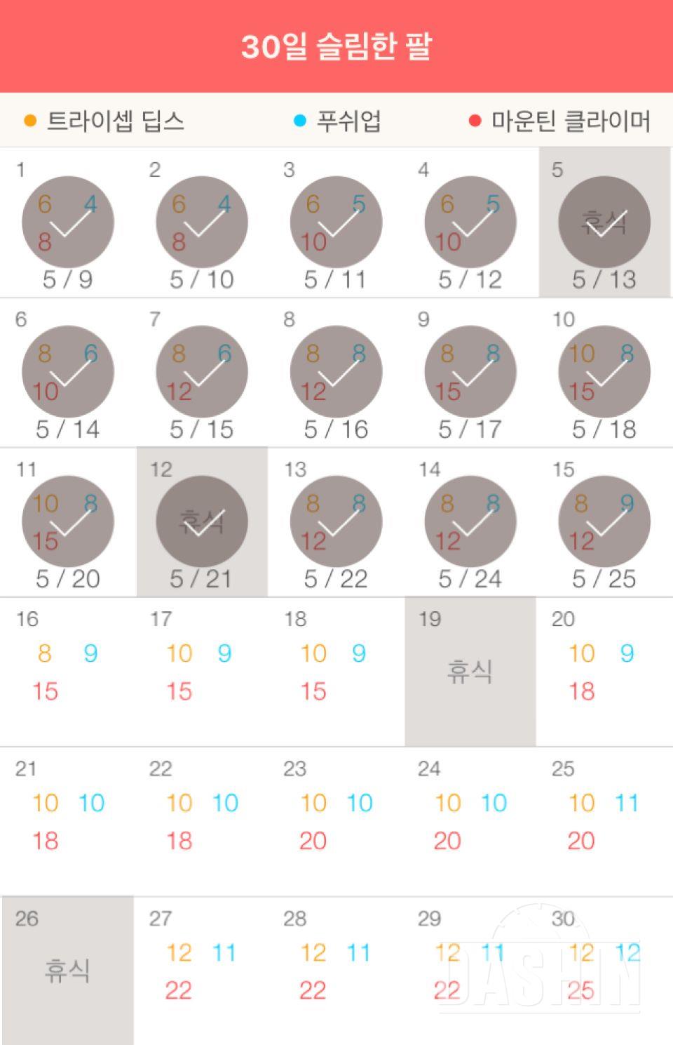 30일 슬림한 팔 15일차 성공!