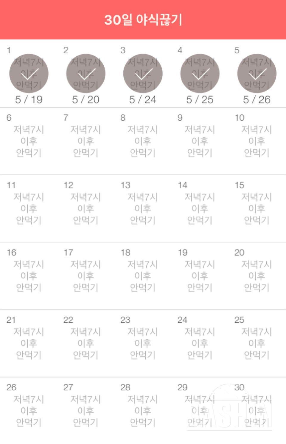 30일 야식끊기 5일차 성공!