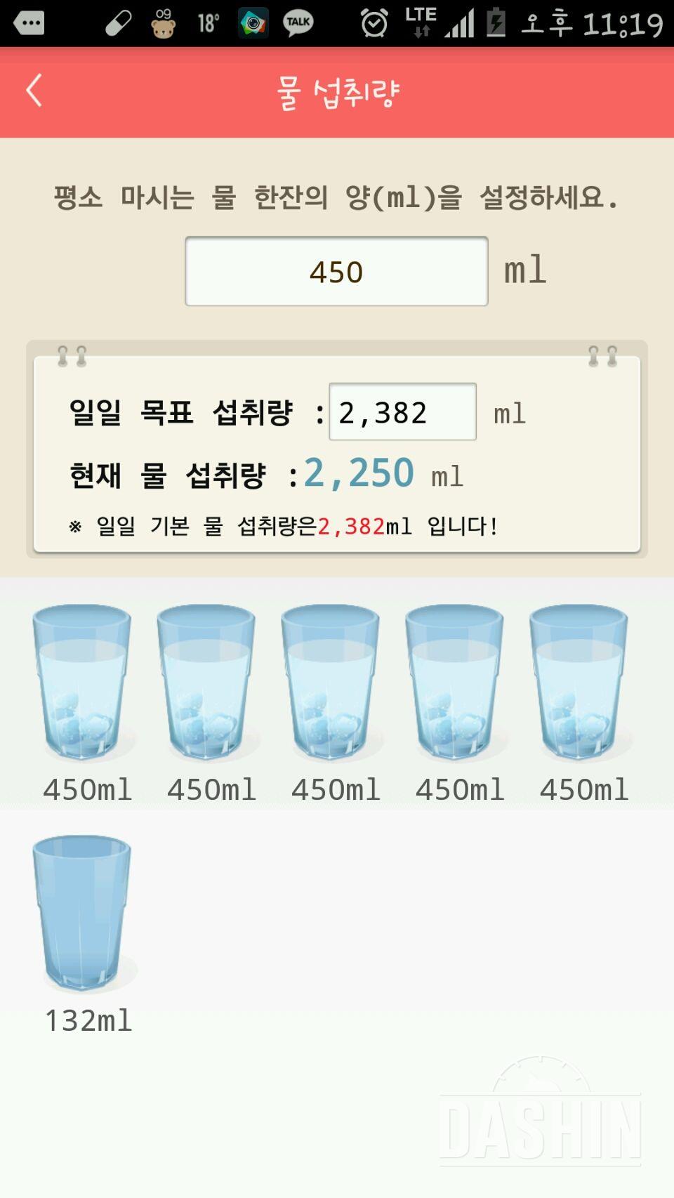 30일 하루 2L 물마시기 19일차 성공!