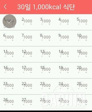 30일 1,000kcal 식단 1일차 성공!