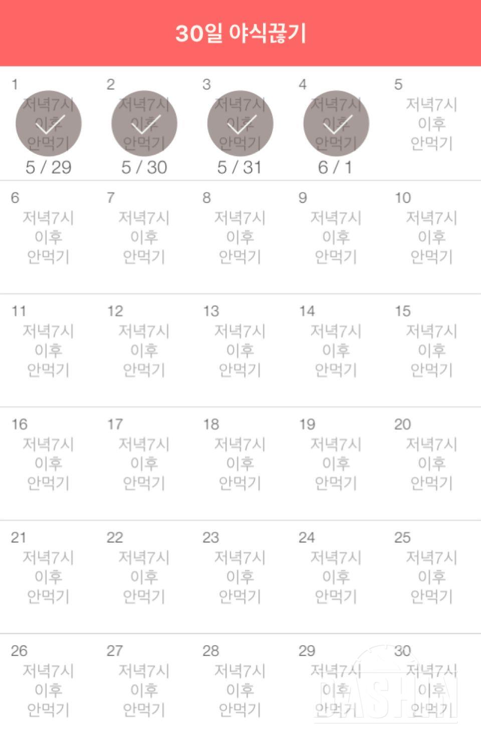 30일 야식끊기 4일차 성공!