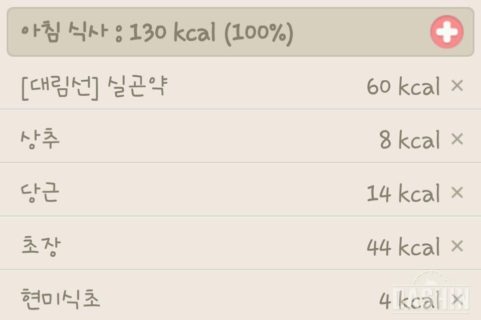 130kcal 아침식사(5/14)