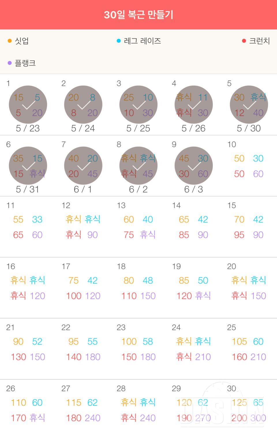 30일 복근 만들기 9일차 성공!