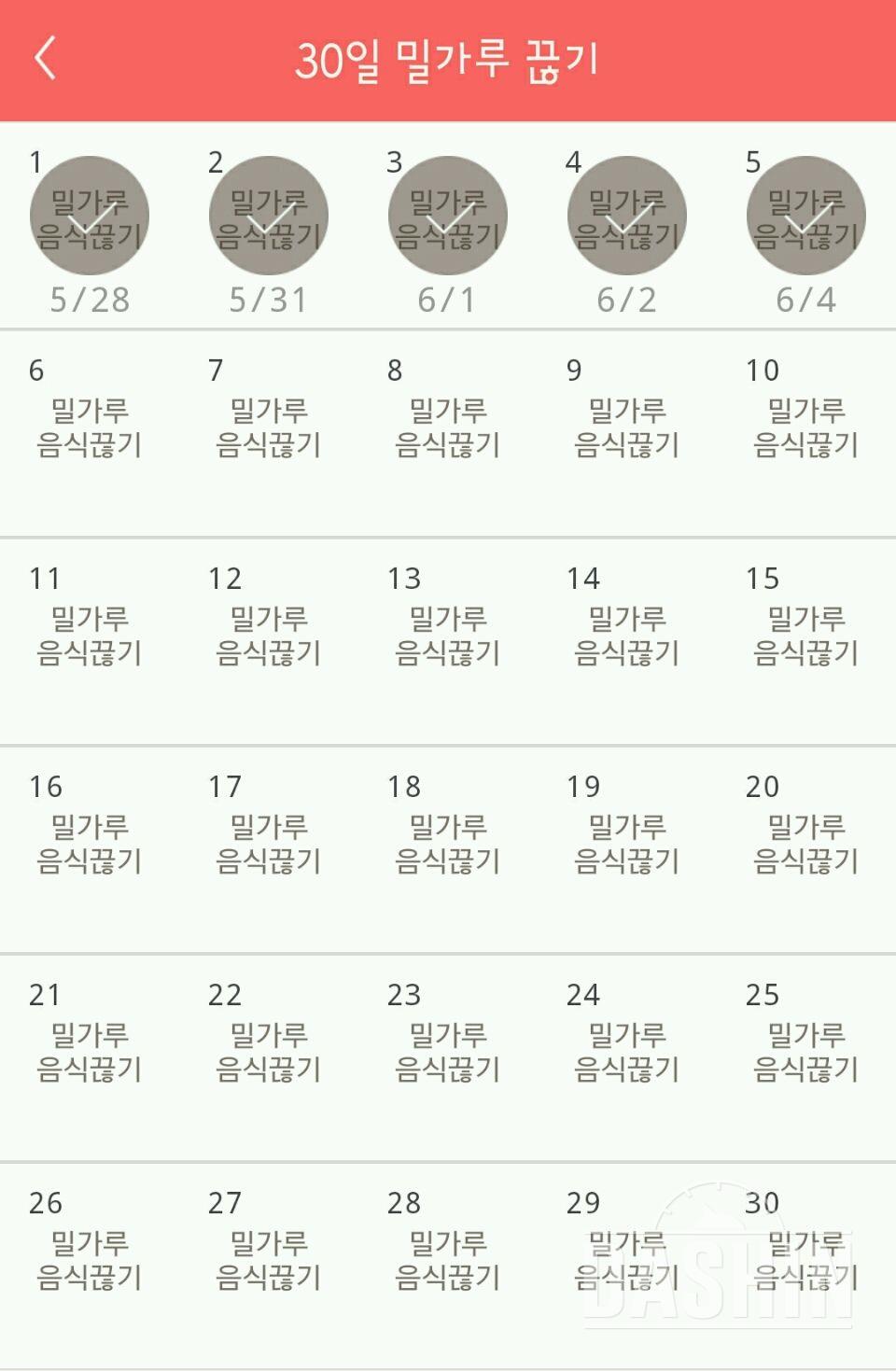 30일 밀가루 끊기 5일차 성공!