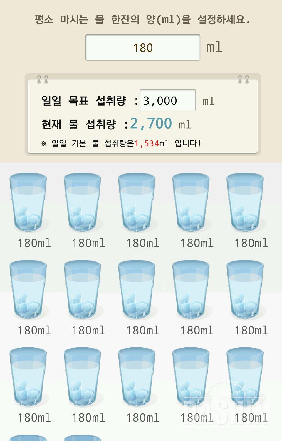 30일 하루 2L 물마시기 4일차 성공!