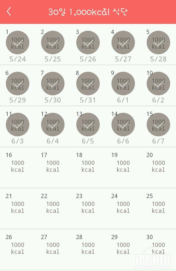 30일 1,000kcal 식단 15일차 성공!