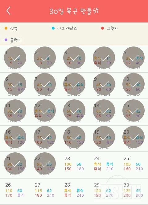 30일 복근 만들기 52일차 성공!