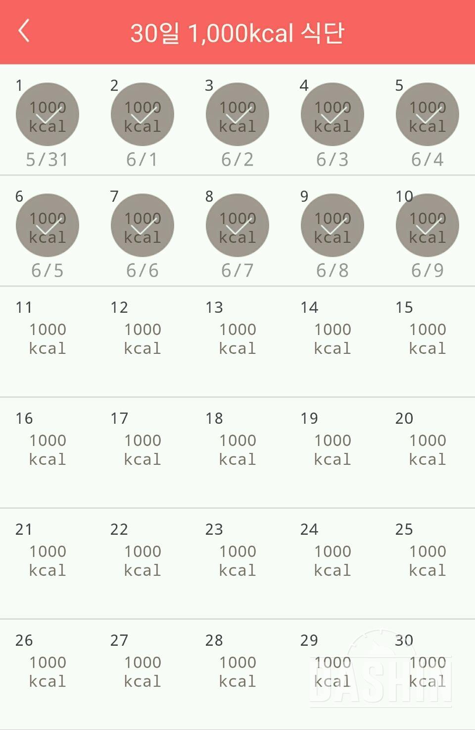 30일 1,000kcal 식단 10일차 성공!