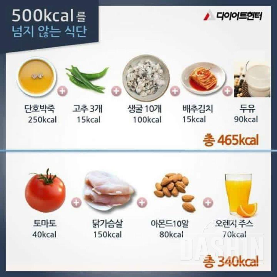 500칼로리를 넘지 않는 식단!