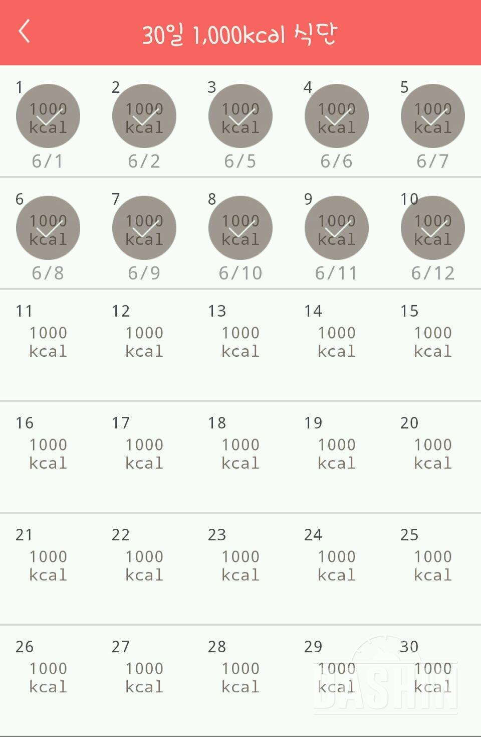 30일 1,000kcal 식단 10일차 성공!