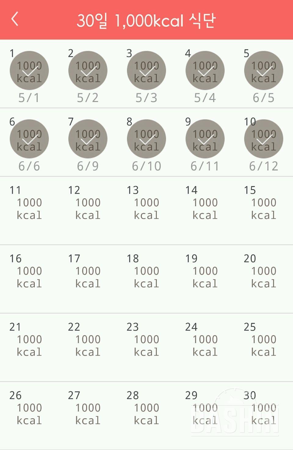 30일 1,000kcal 식단 10일차 성공!