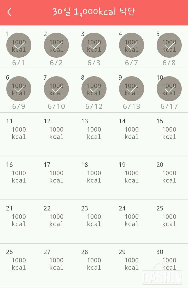 30일 1,000kcal 식단 10일차 성공!