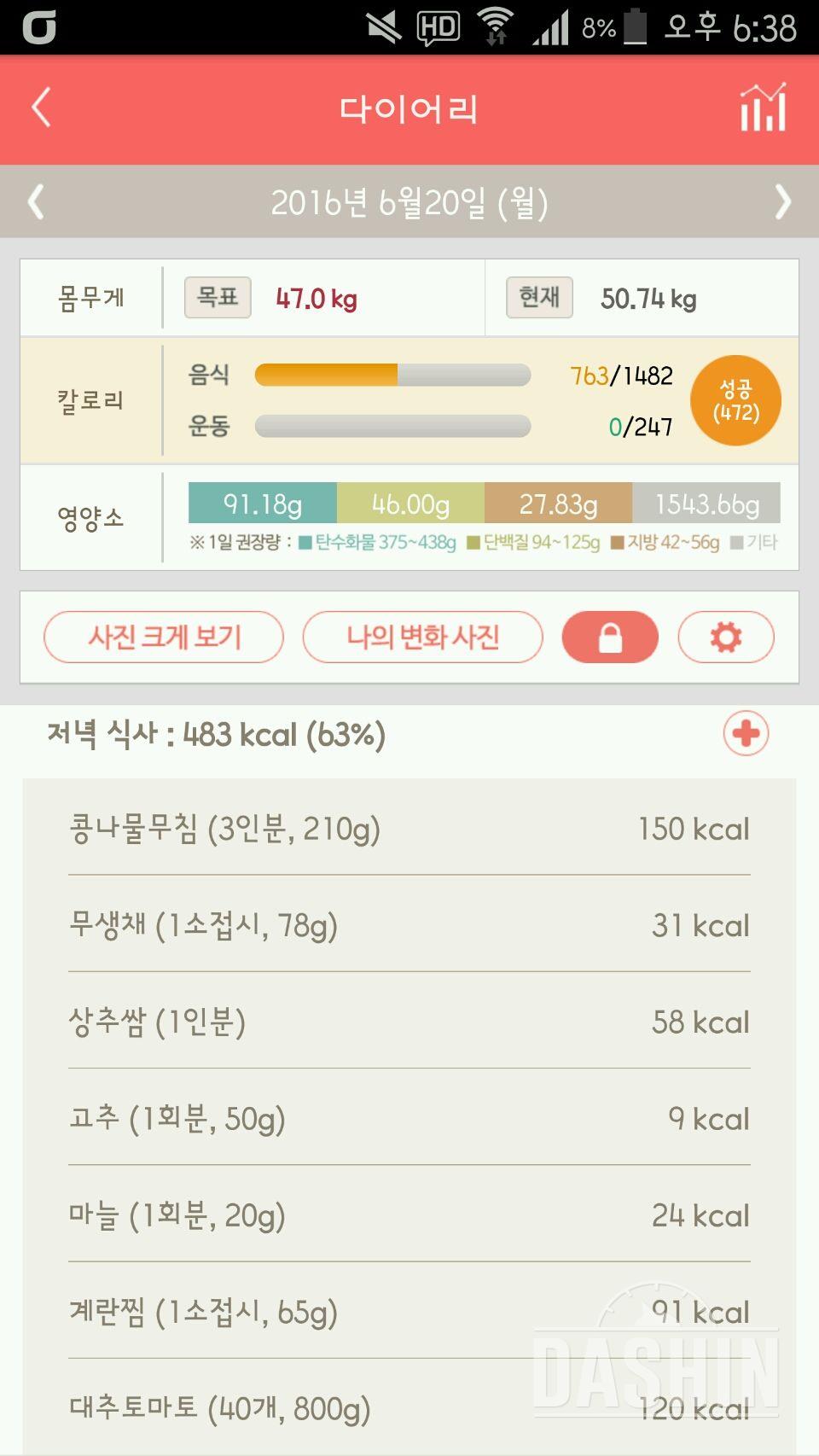 야채로만 500kcal