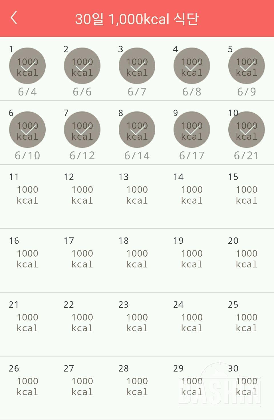 30일 1,000kcal 식단 10일차 성공!