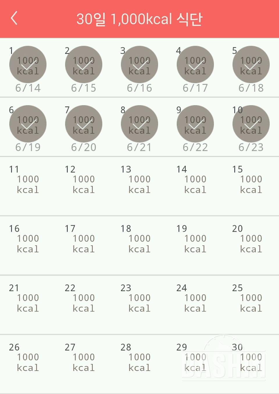 30일 1,000kcal 식단 10일차 성공!