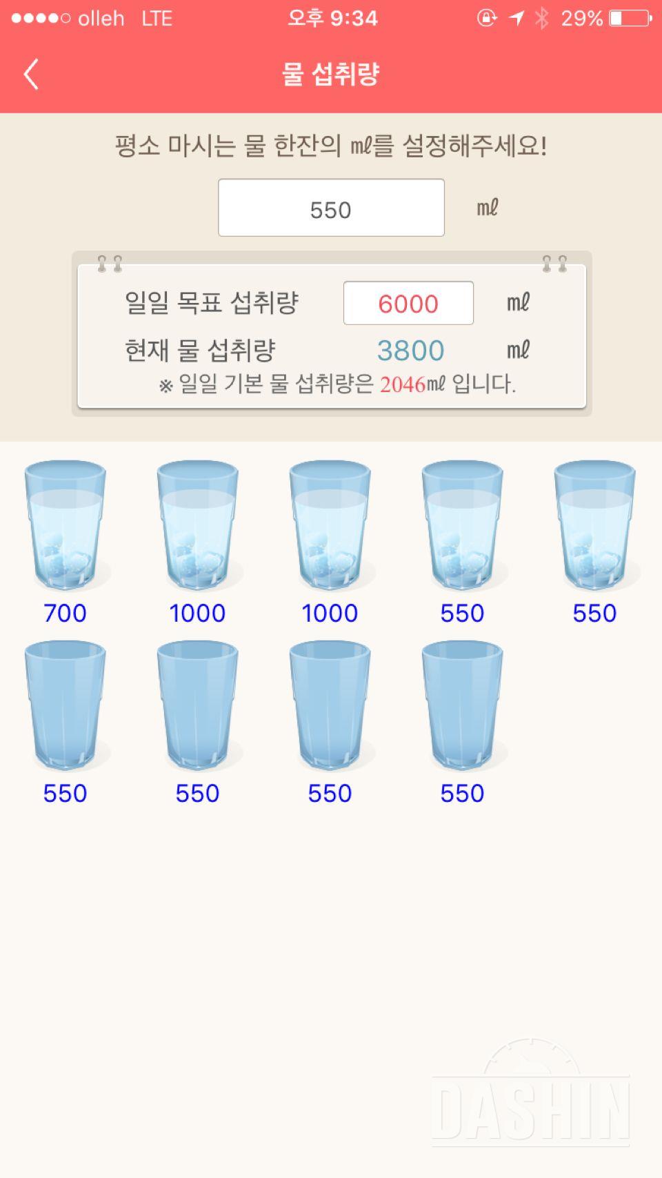 30일 하루 2L 물마시기 20일차 성공!