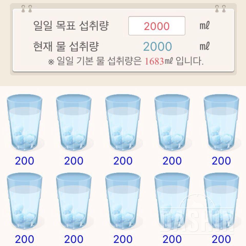 30일 하루 2L 물마시기 20일차 성공!