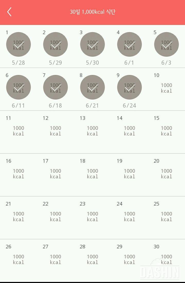 30일 1,000kcal 식단 10일차 성공!