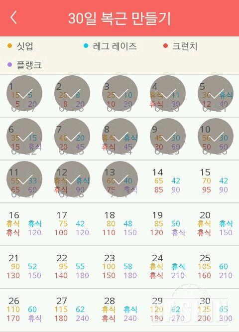 30일 복근 만들기 43일차 성공!