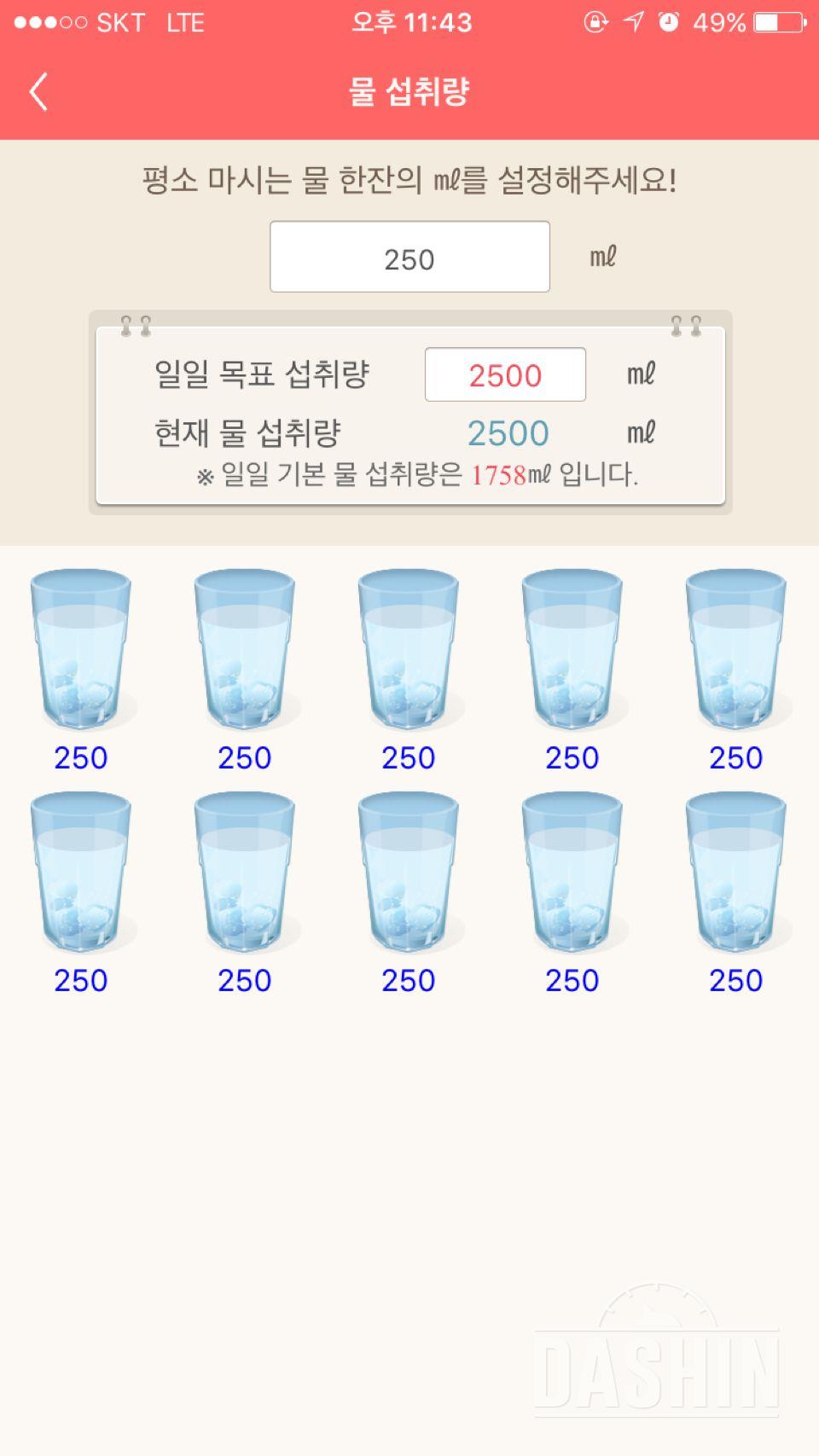 30일 하루 2L 물마시기 17일차 성공!