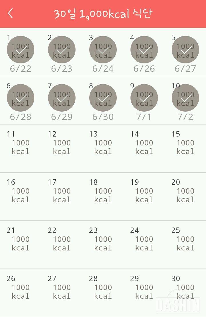 30일 1,000kcal 식단 10일차 성공!