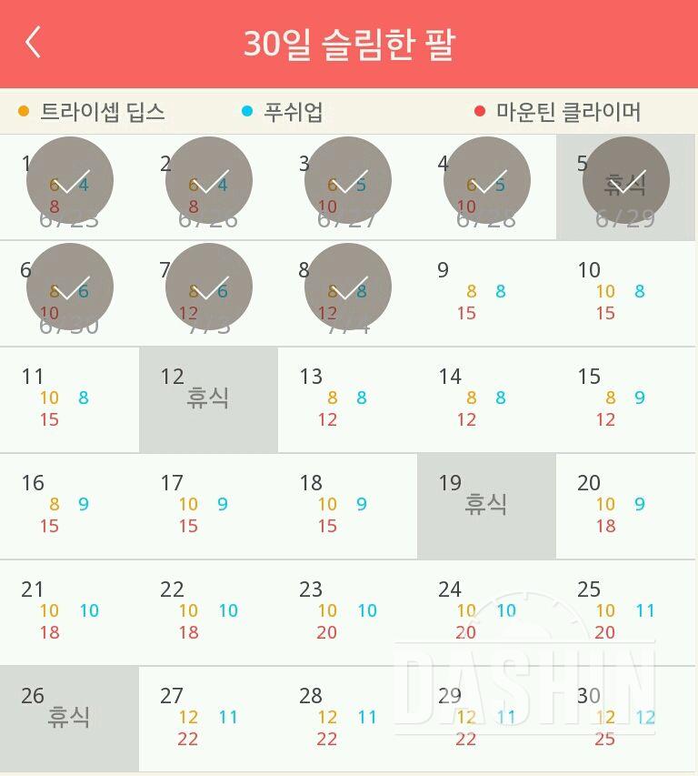 30일 슬림한 팔 38일차 성공!