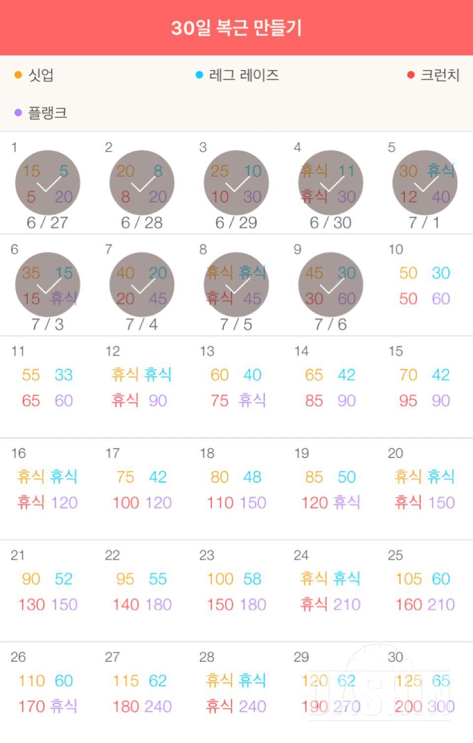 30일 복근 만들기 39일차 성공!