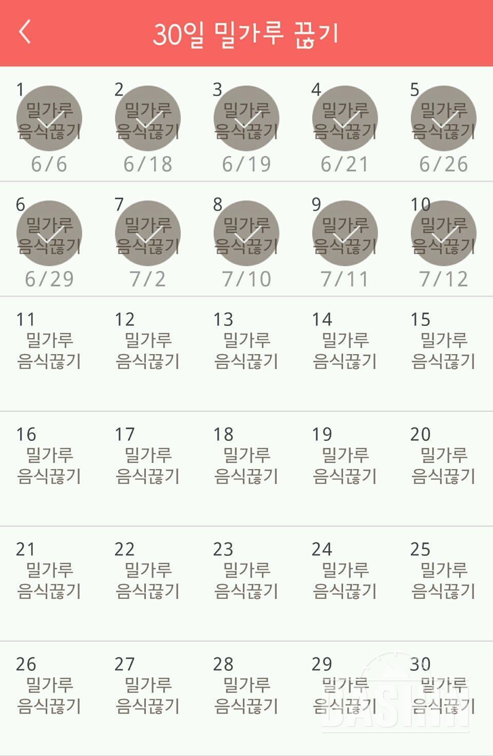 30일 밀가루 끊기 10일차 성공!