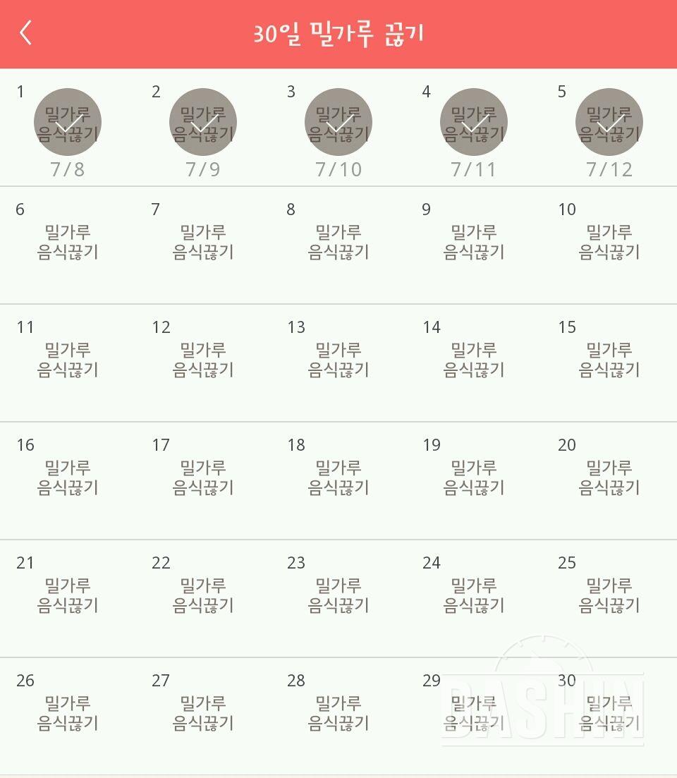 30일 밀가루 끊기 5일차 성공!