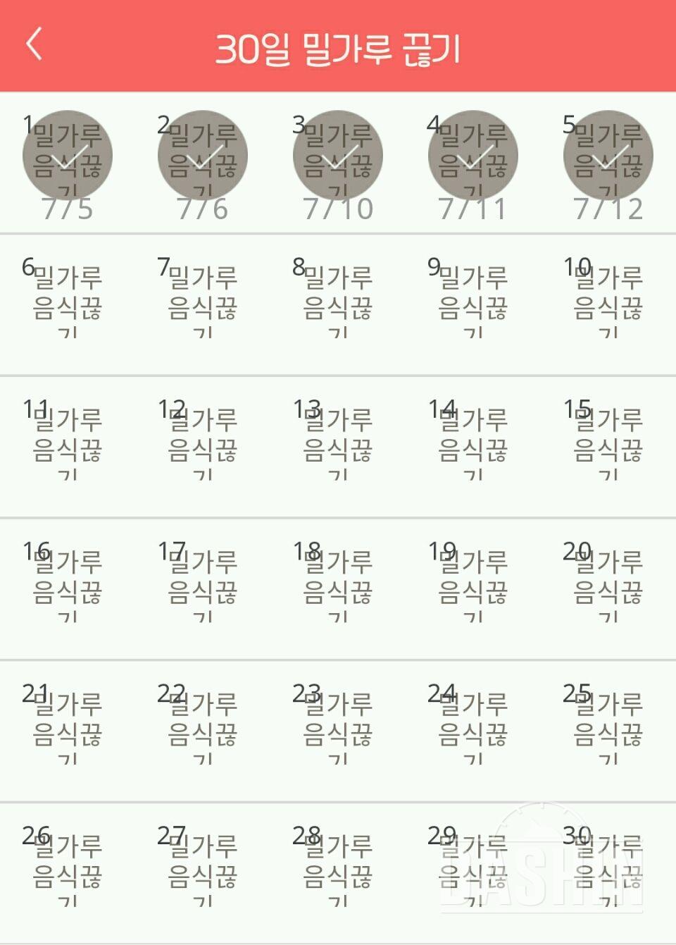 30일 밀가루 끊기 5일차 성공!