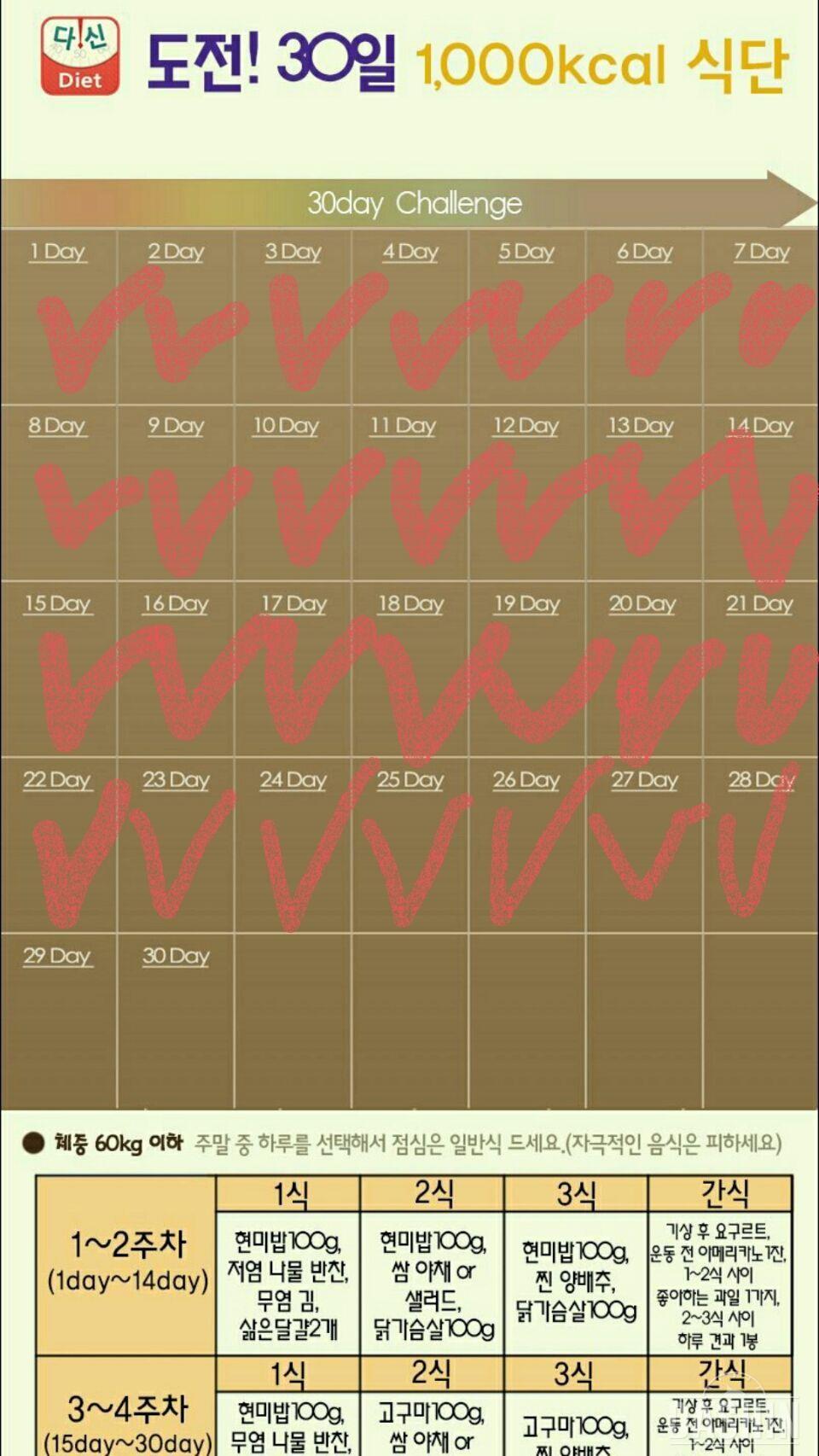 천칼로리 28일차 성공
