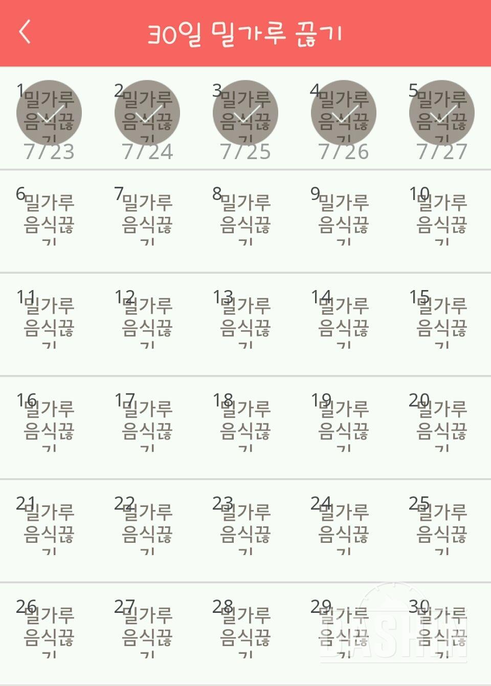 30일 밀가루 끊기 5일차 성공!