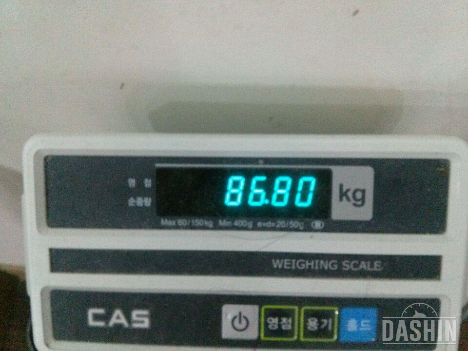 다이어트 15일째   체중  86.80kg